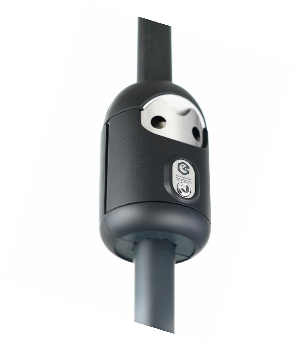 Post-mounted Smartbin cigarette and chewing gum bins
