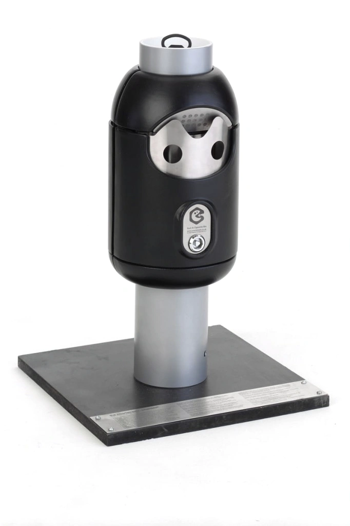 Post-mounted Smartbin cigarette and chewing gum bins