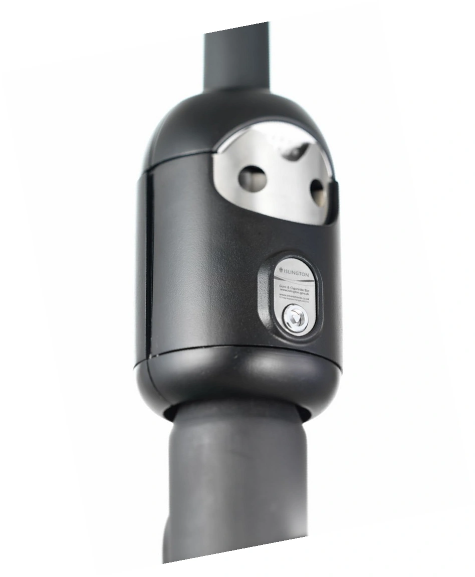 Post-mounted Smartbin cigarette and chewing gum bins