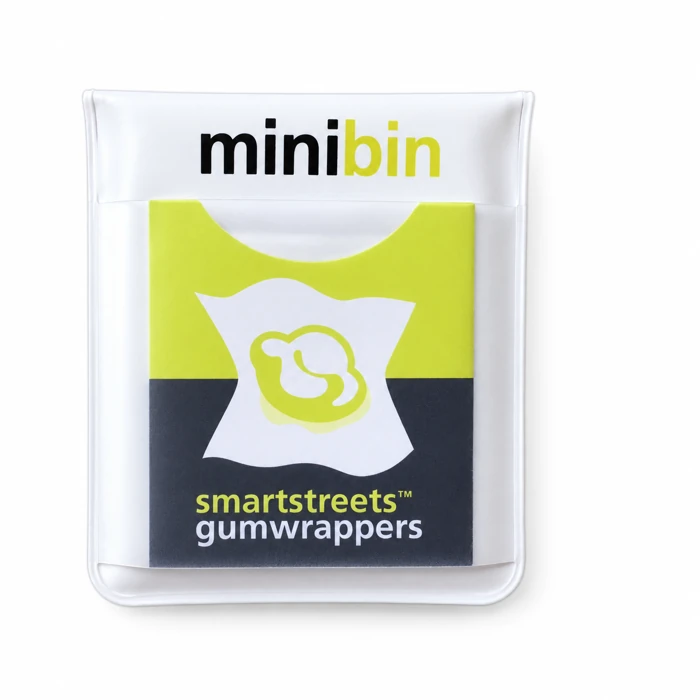 Green and black Gumwrapper sleeve in Minibin plus — close-up