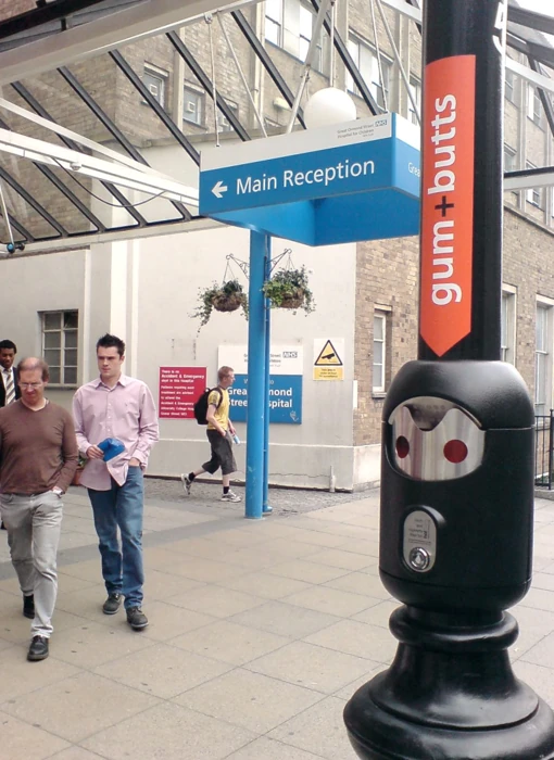 Smartbin installation on a street column