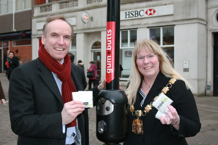 Minibin campaign presentation with the Mayor of Wellingborough