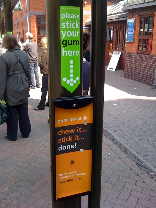 Gumstick and Postpointer installed on a shopping street